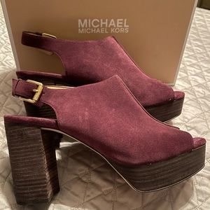 MICHAEL Michael Kors Piper Suede Plum Slingback (NEW)